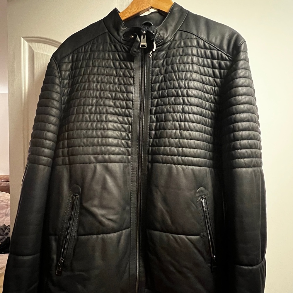 Maceoo Navy Matt Leather Jacket